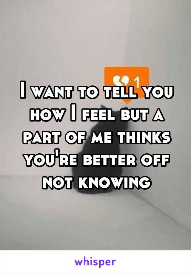 I want to tell you how I feel but a part of me thinks you're better off not knowing