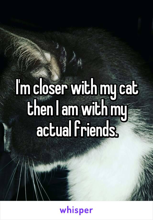 I'm closer with my cat then I am with my actual friends.