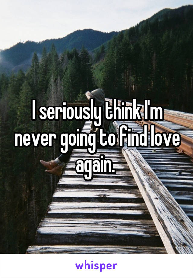 I seriously think I'm never going to find love again. 