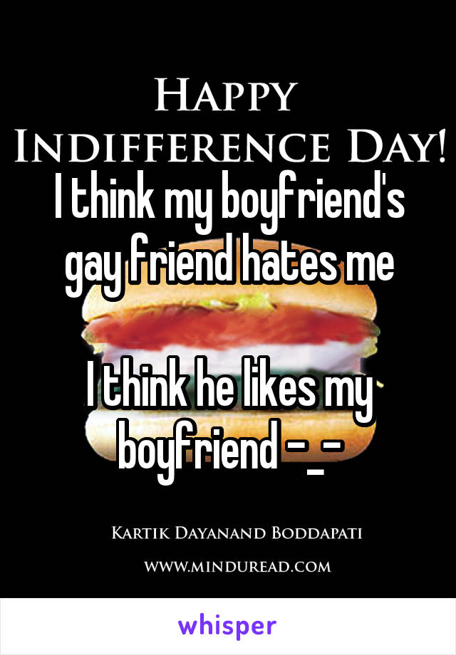 I think my boyfriend's gay friend hates me

I think he likes my boyfriend -_-