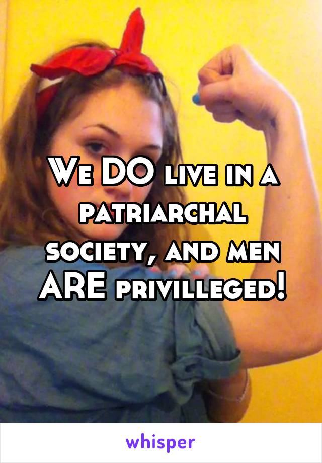 We DO live in a patriarchal society, and men ARE privilleged!