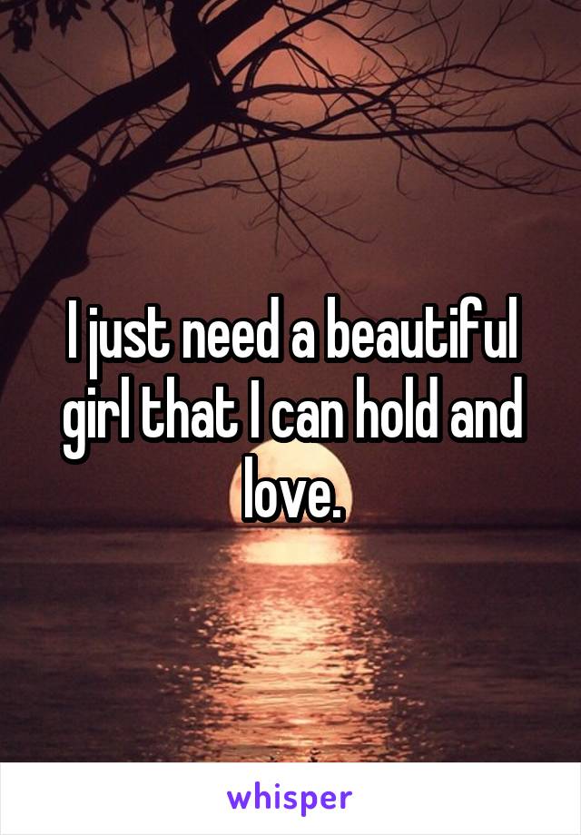 I just need a beautiful girl that I can hold and love.