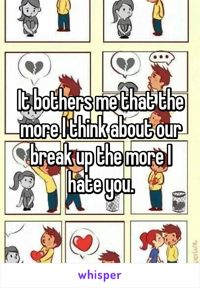 It bothers me that the more I think about our break up the more I hate you.