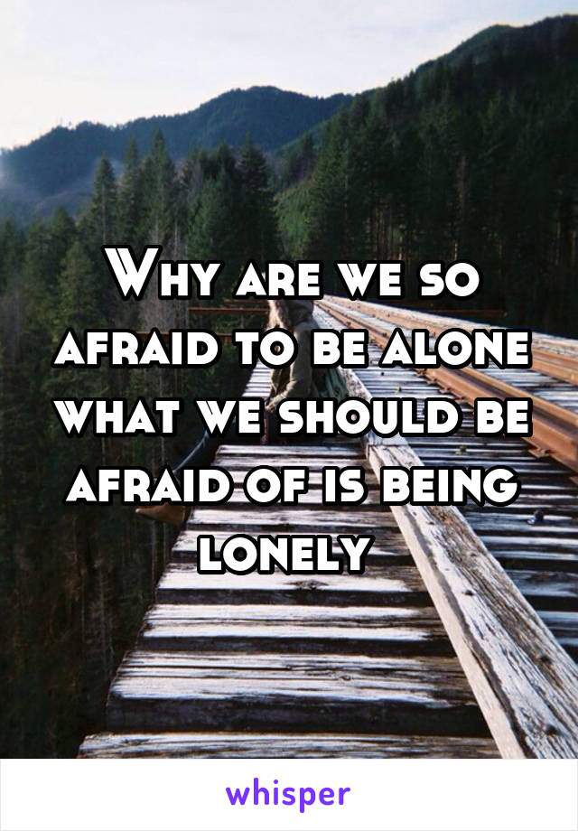 Why are we so afraid to be alone what we should be afraid of is being lonely 