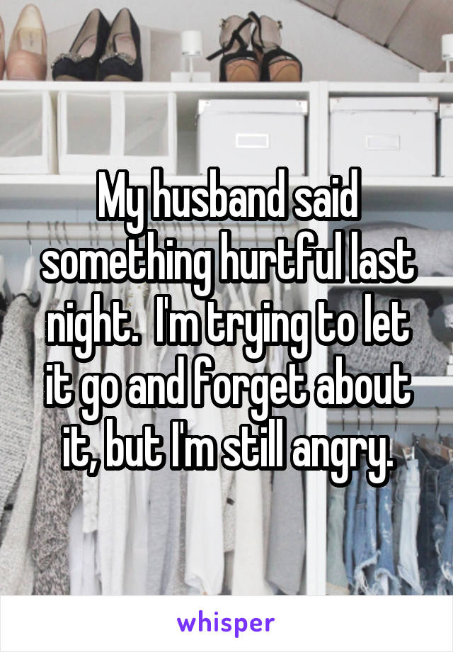 My husband said something hurtful last night.  I'm trying to let it go and forget about it, but I'm still angry.