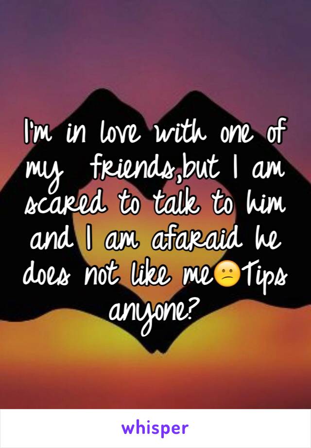 I'm in love with one of my  friends,but I am scared to talk to him and I am afaraid he does not like me😕Tips anyone?