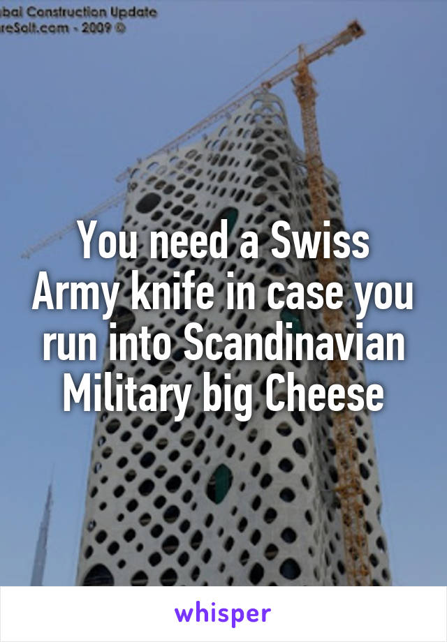 You need a Swiss Army knife in case you run into Scandinavian Military big Cheese