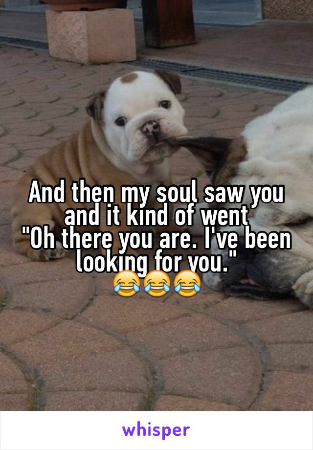 And then my soul saw you and it kind of went
"Oh there you are. I've been looking for you."
😂😂😂