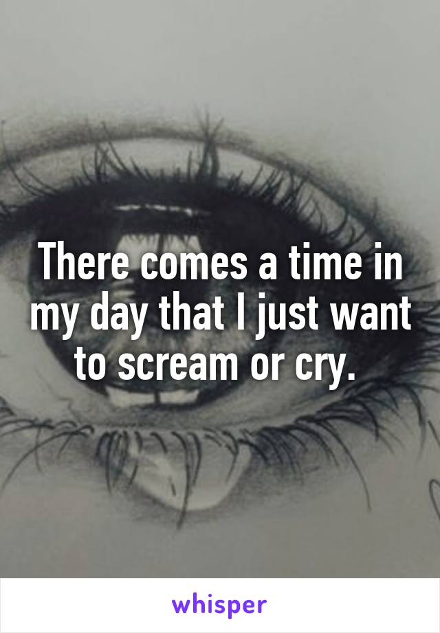 There comes a time in my day that I just want to scream or cry. 