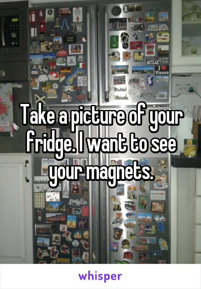 Take a picture of your fridge. I want to see your magnets.