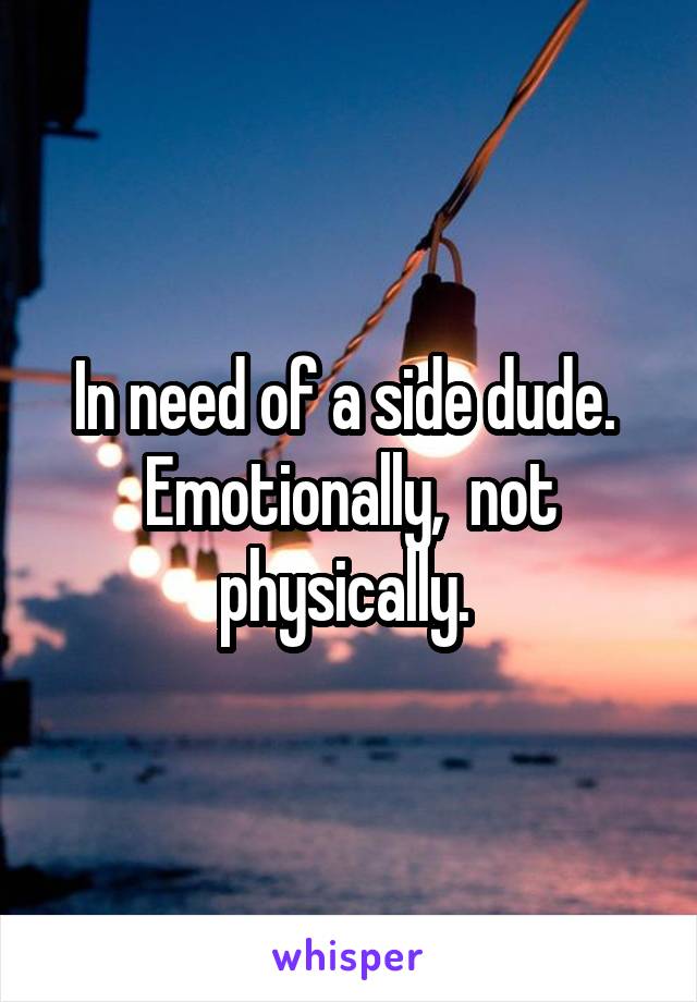 In need of a side dude.  Emotionally,  not physically. 