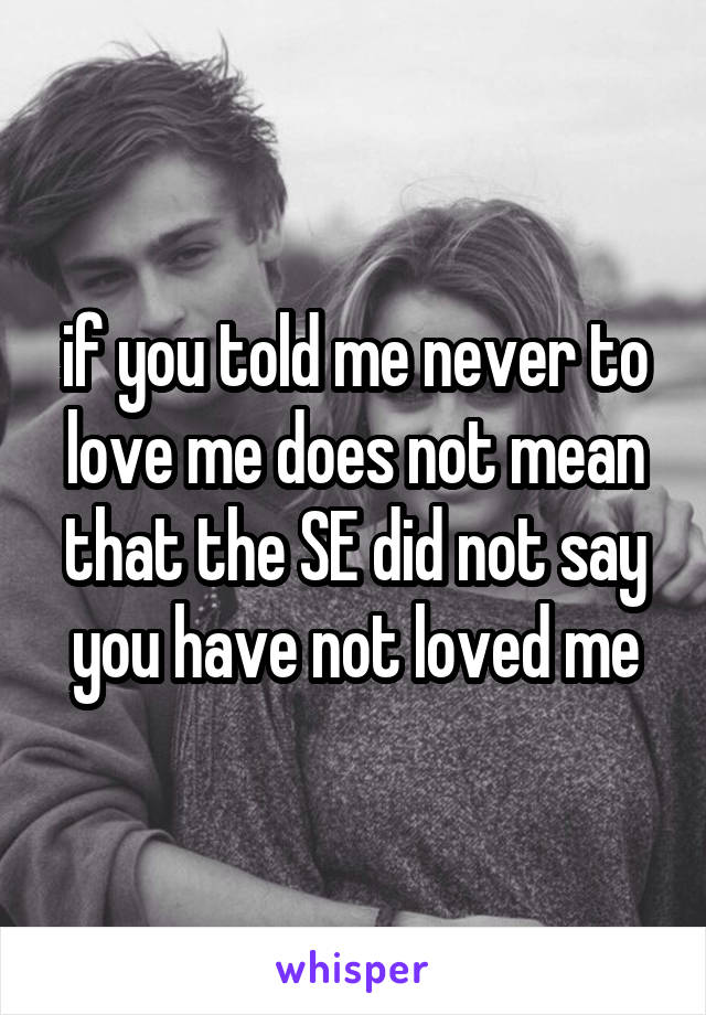 if you told me never to love me does not mean that the SE did not say you have not loved me