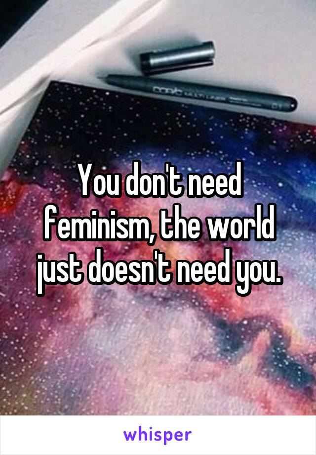 You don't need feminism, the world just doesn't need you.