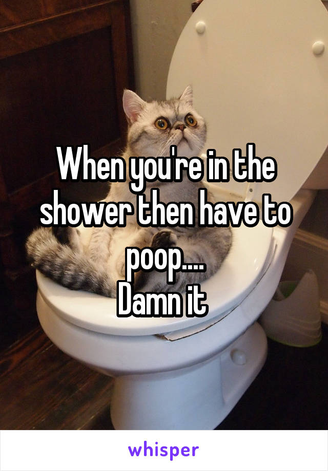 When you're in the shower then have to poop....
Damn it 