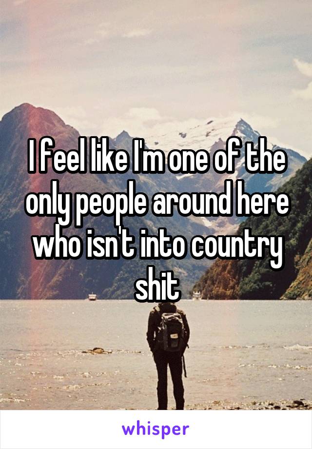 I feel like I'm one of the only people around here who isn't into country shit