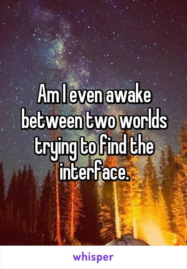 Am I even awake between two worlds trying to find the interface.