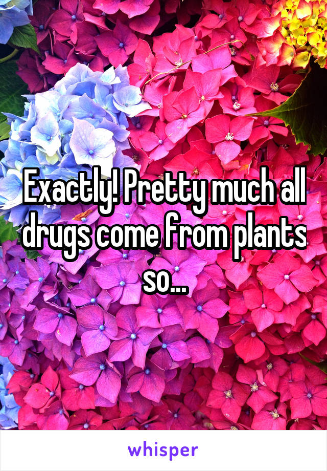 Exactly! Pretty much all drugs come from plants so...