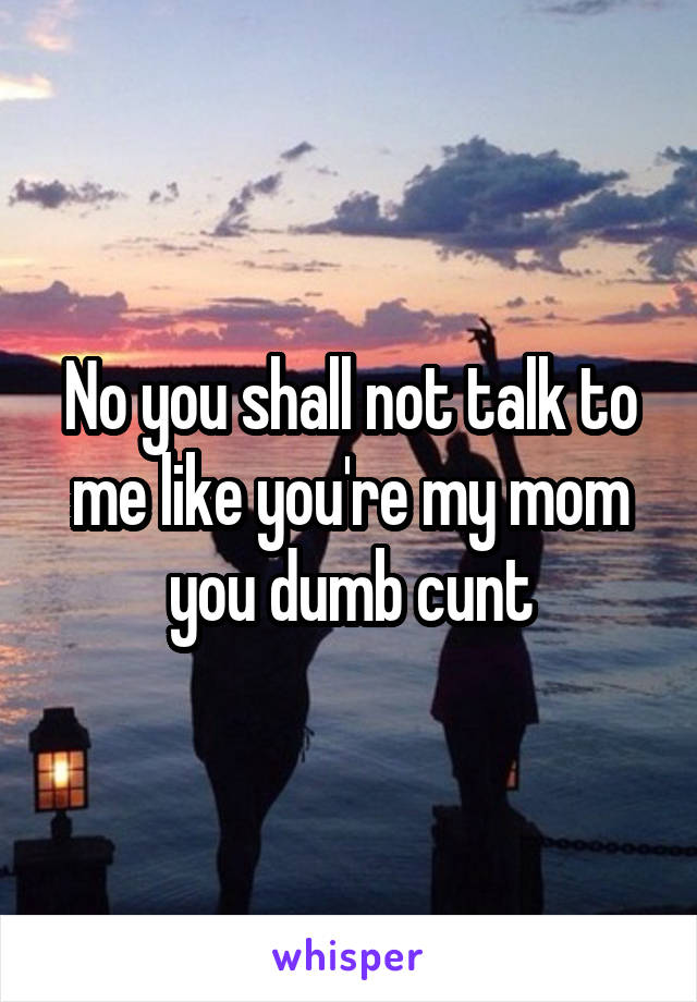 No you shall not talk to me like you're my mom you dumb cunt