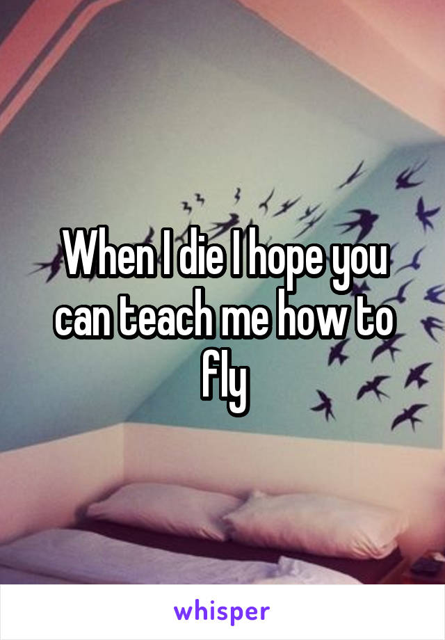 When I die I hope you can teach me how to fly