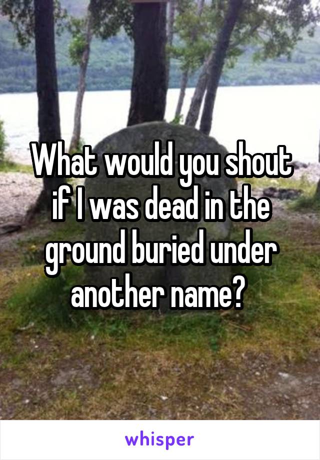 What would you shout if I was dead in the ground buried under another name? 