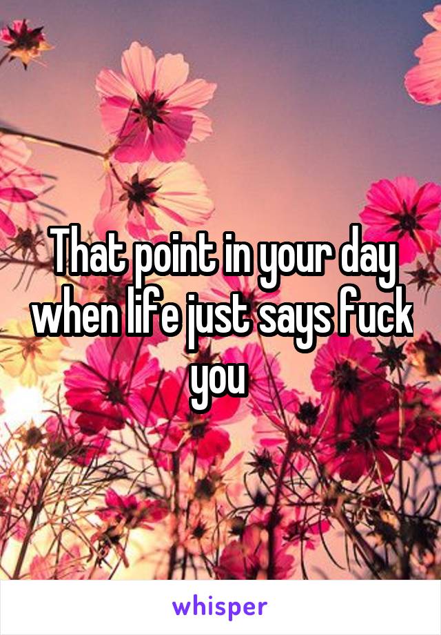 That point in your day when life just says fuck you 