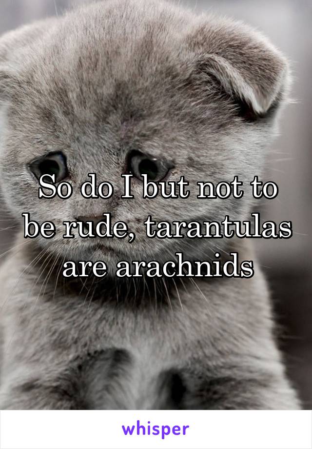 So do I but not to be rude, tarantulas are arachnids