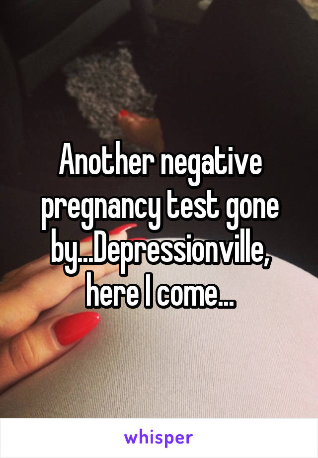 Another negative pregnancy test gone by...Depressionville, here I come...