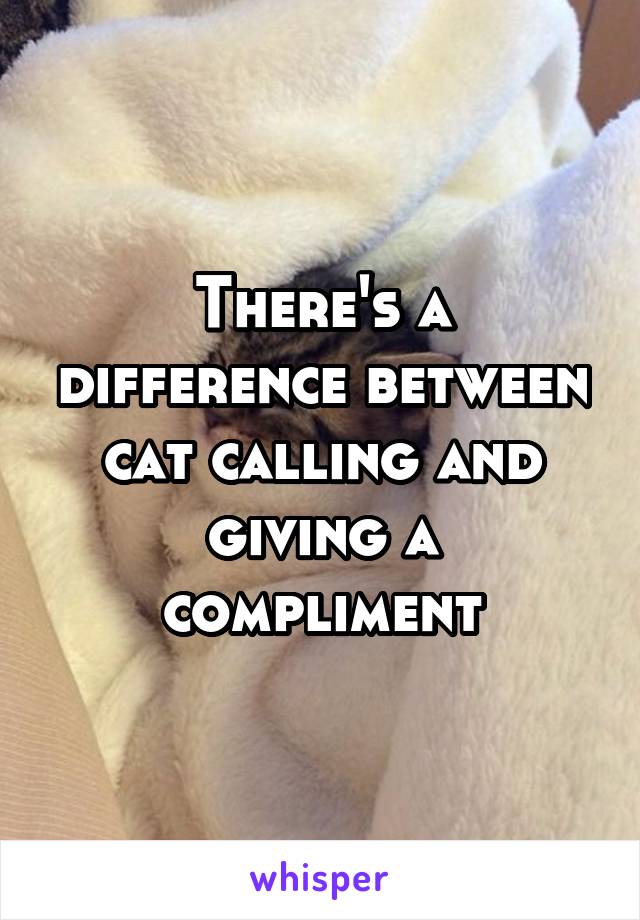 There's a difference between cat calling and giving a compliment