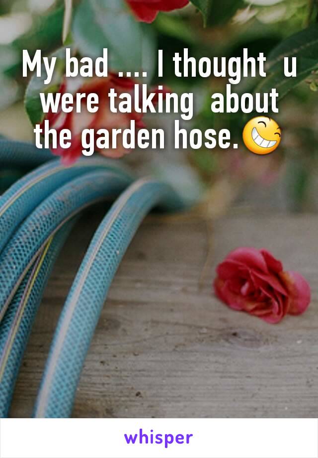 My bad .... I thought  u were talking  about the garden hose.😆