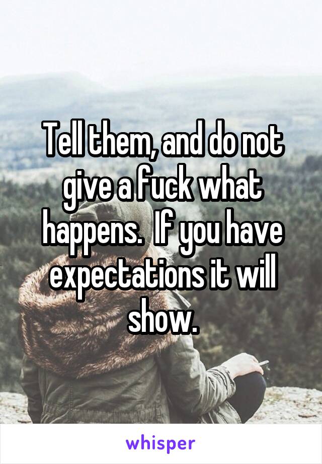 Tell them, and do not give a fuck what happens.  If you have expectations it will show.