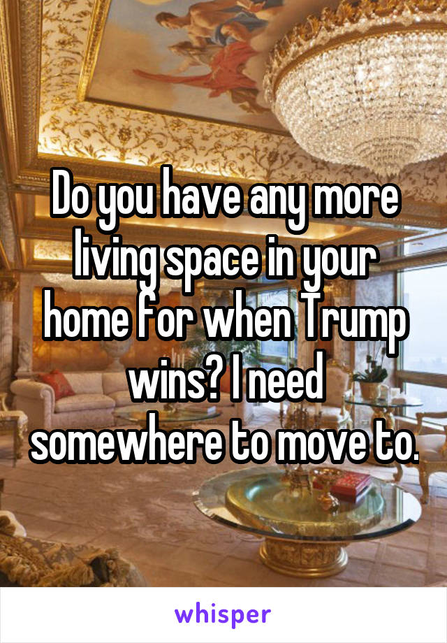 Do you have any more living space in your home for when Trump wins? I need somewhere to move to.