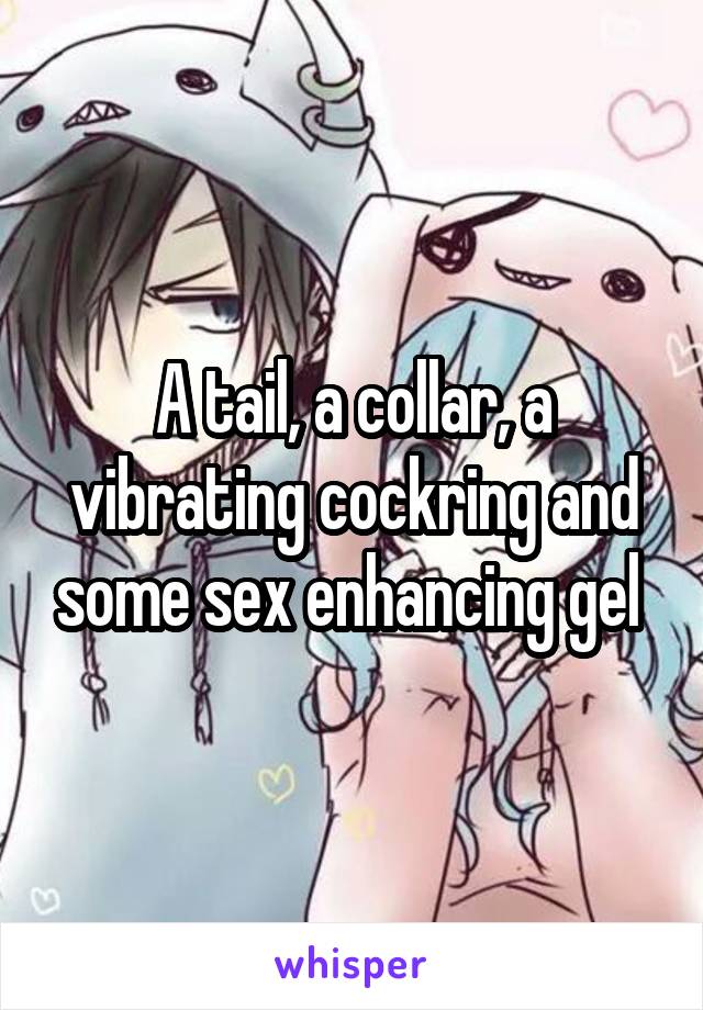 A tail, a collar, a vibrating cockring and some sex enhancing gel 