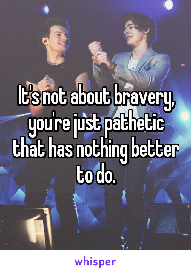 It's not about bravery, you're just pathetic that has nothing better to do.