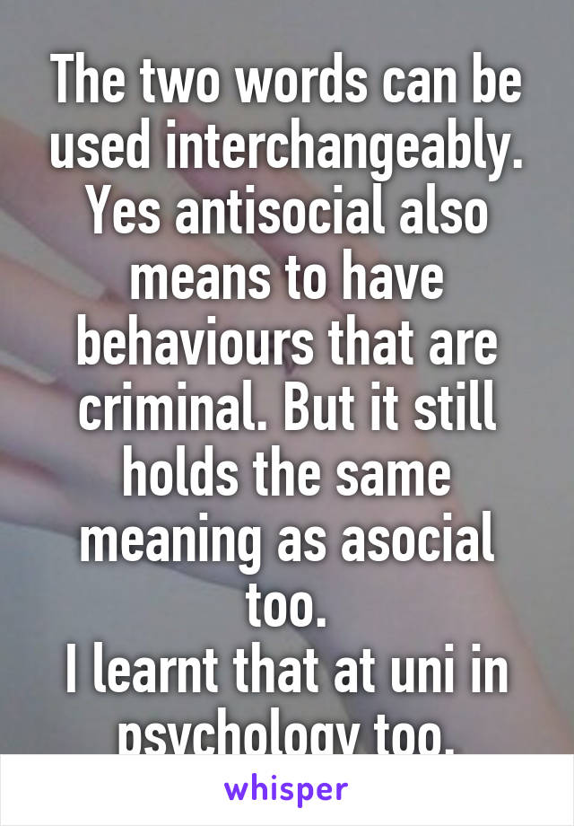 The two words can be used interchangeably. Yes antisocial also means to have behaviours that are criminal. But it still holds the same meaning as asocial too.
I learnt that at uni in psychology too.