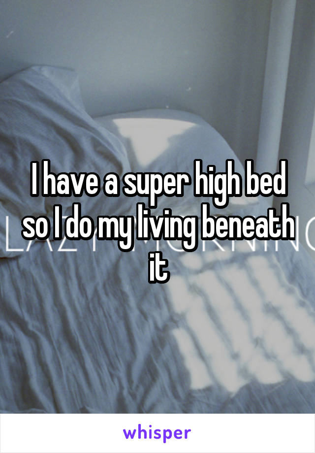 I have a super high bed so I do my living beneath it