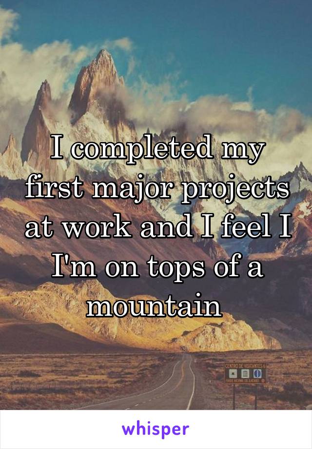 I completed my first major projects at work and I feel I I'm on tops of a mountain 