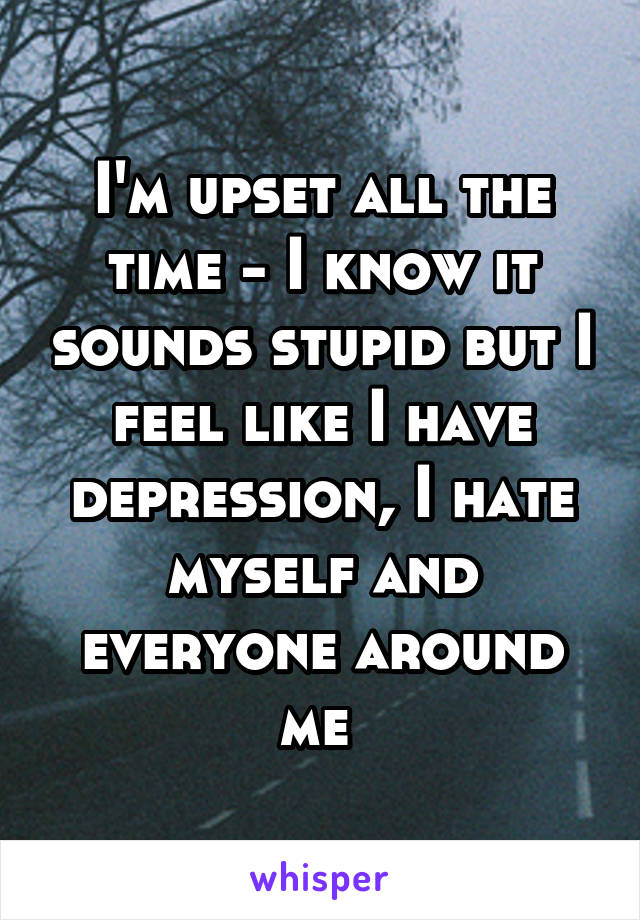 I'm upset all the time - I know it sounds stupid but I feel like I have depression, I hate myself and everyone around me 