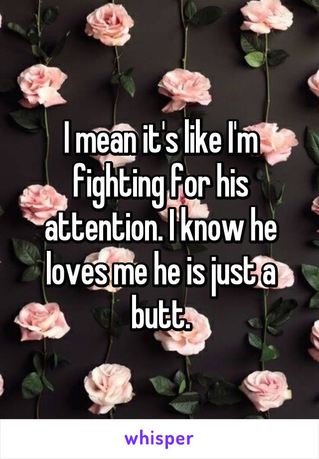I mean it's like I'm fighting for his attention. I know he loves me he is just a butt.