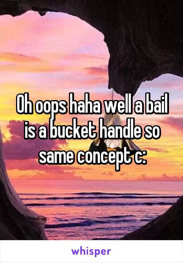 Oh oops haha well a bail is a bucket handle so same concept c: