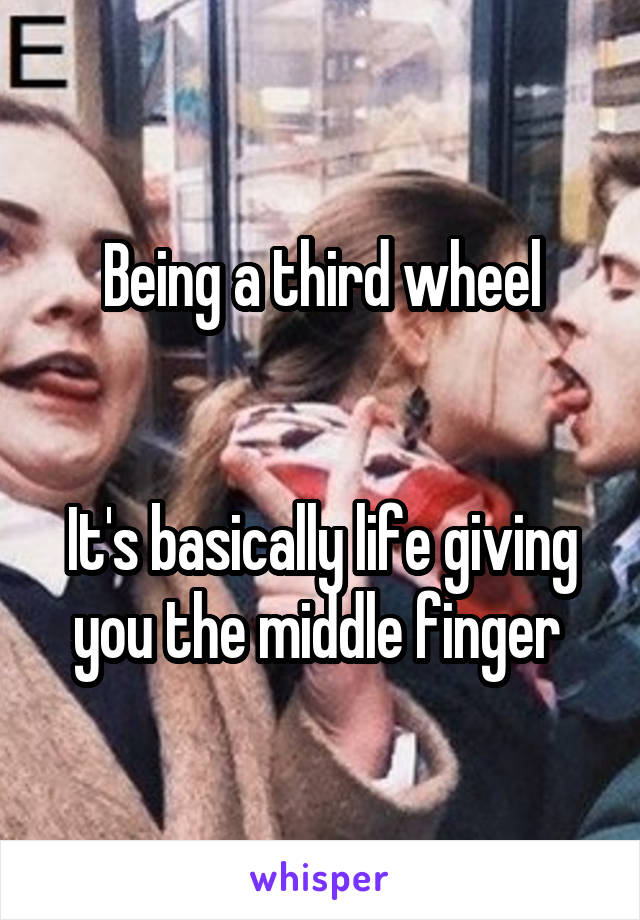 Being a third wheel


It's basically life giving you the middle finger 