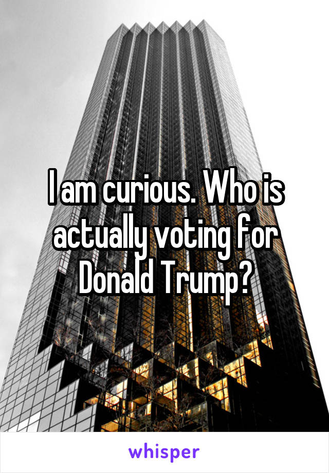 I am curious. Who is actually voting for Donald Trump?