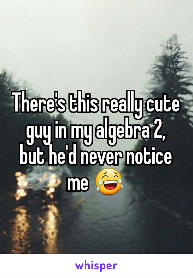 There's this really cute guy in my algebra 2, but he'd never notice me 😂