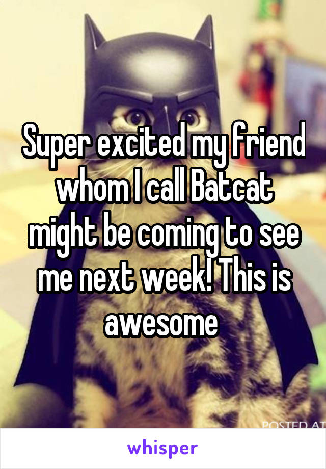 Super excited my friend whom I call Batcat might be coming to see me next week! This is awesome 