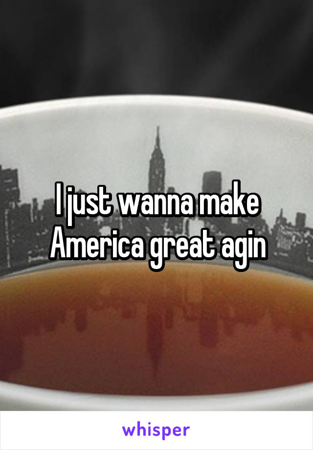 I just wanna make America great agin