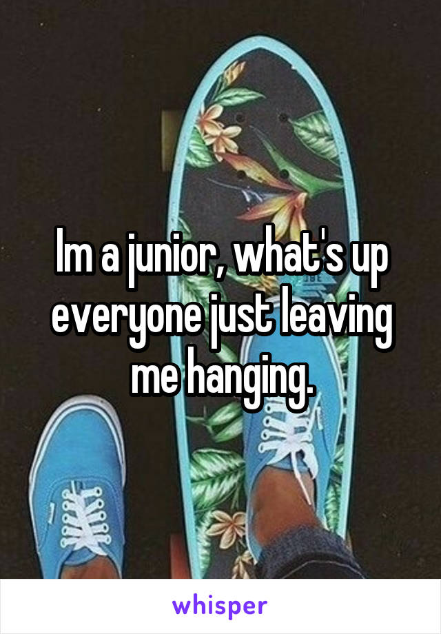 Im a junior, what's up everyone just leaving me hanging.