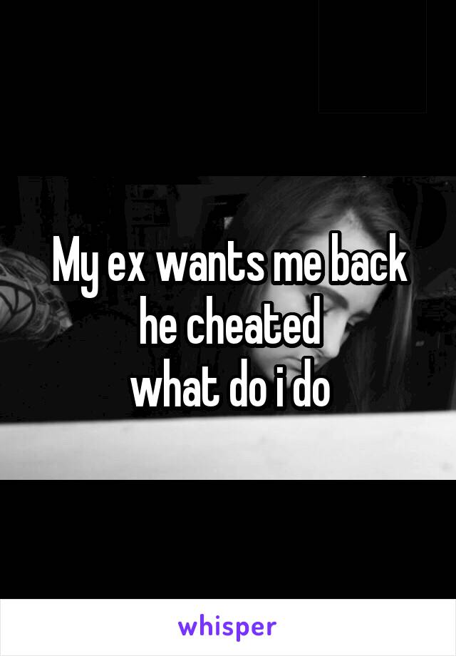 My ex wants me back
he cheated
what do i do