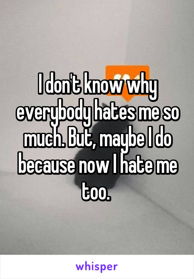 I don't know why everybody hates me so much. But, maybe I do because now I hate me too. 