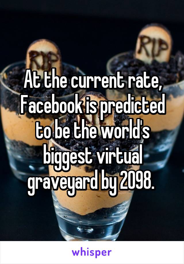 At the current rate, Facebook is predicted to be the world's biggest virtual graveyard by 2098. 