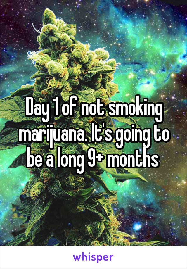 Day 1 of not smoking marijuana. It's going to be a long 9+ months 