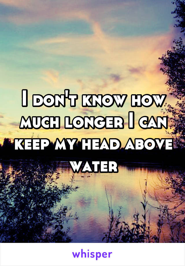 I don't know how much longer I can keep my head above water